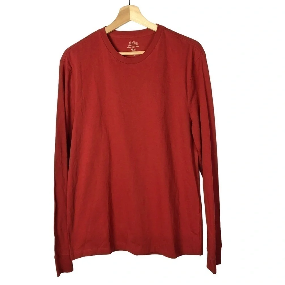 J. Crew‎ Red Essential Long Sleeve Crewneck T-Shirt M